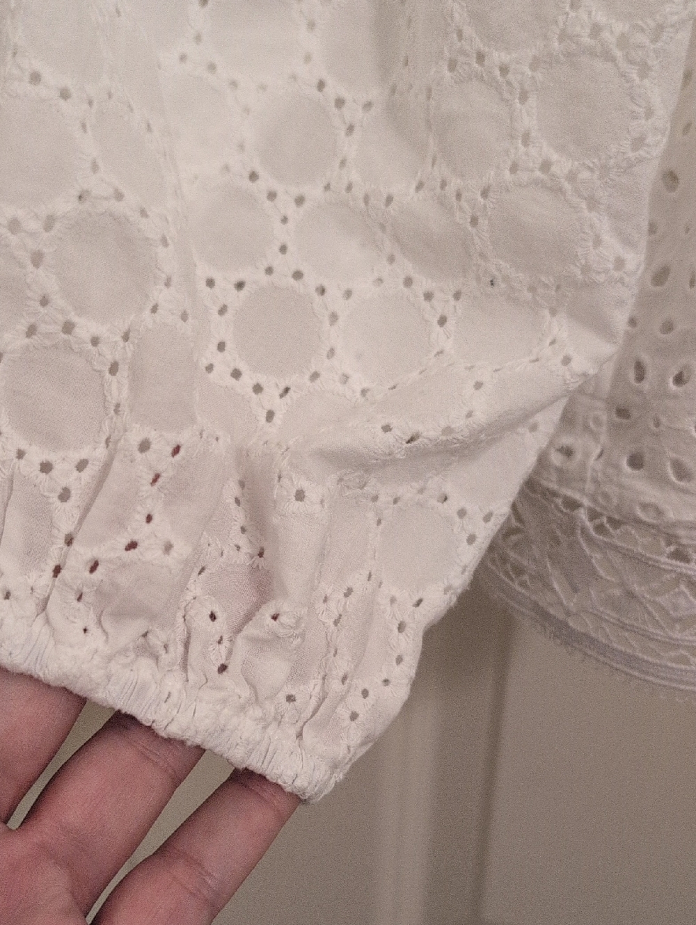 J. McLaughlin Eyelet Pointelle 100% Cotton Button Down Top - Incredible Detail!! - Picture 7 of 10